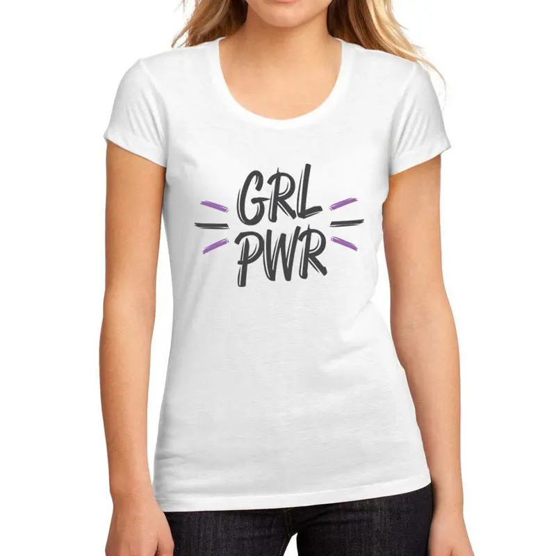 Femme Graphique Tee Shirt Girl Power Brush Blanc 1
