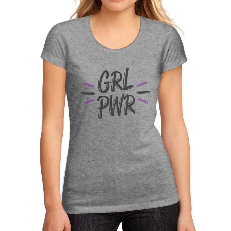 Femme Graphique Tee Shirt Girl Power Brush Gris Chiné 1