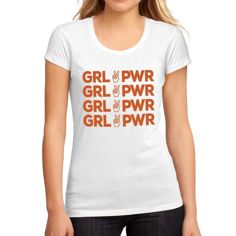 Femme Graphique Tee Shirt Girl Power Peace Blanc 1