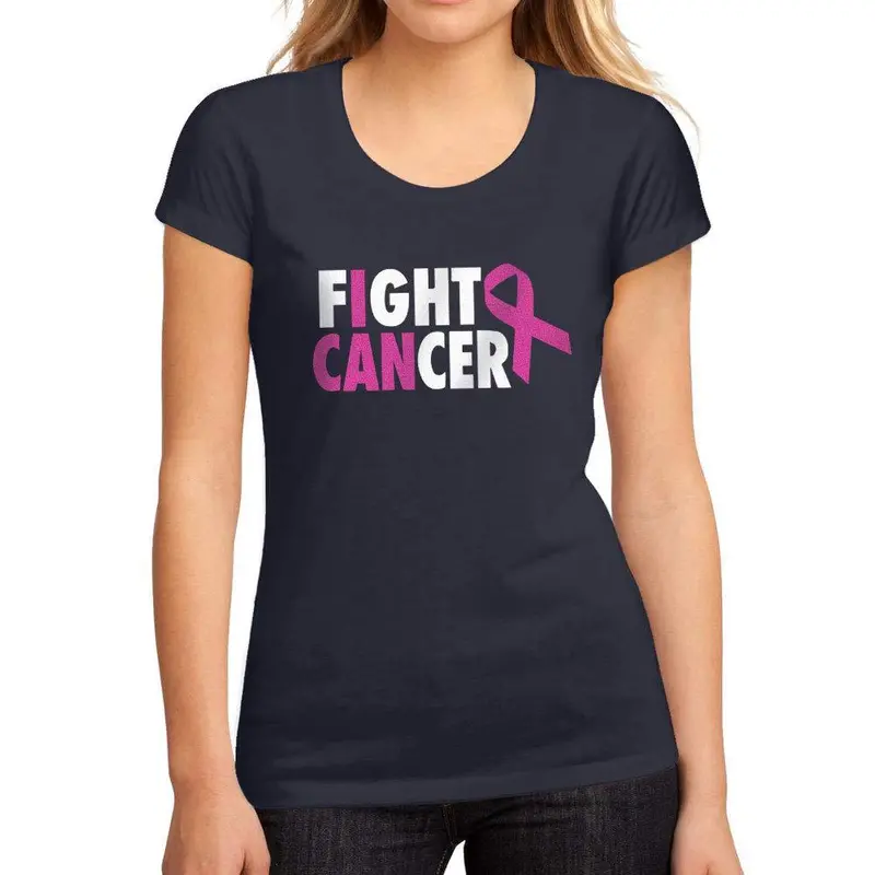 Femme Graphique Tee Shirt I Can Fight Cancer French Marine 1