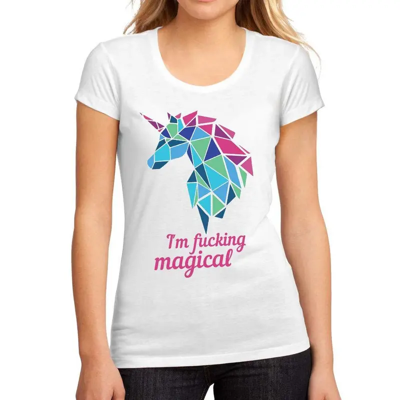 Femme Graphique Tee Shirt I'm F*Cking Magical Unicorn Blanc 1