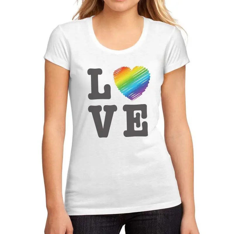 Femme Graphique Tee Shirt Lgbt Love Blanc 1
