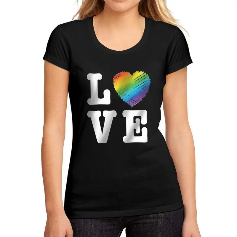 Femme Graphique Tee Shirt Lgbt Love Noir Profond 1