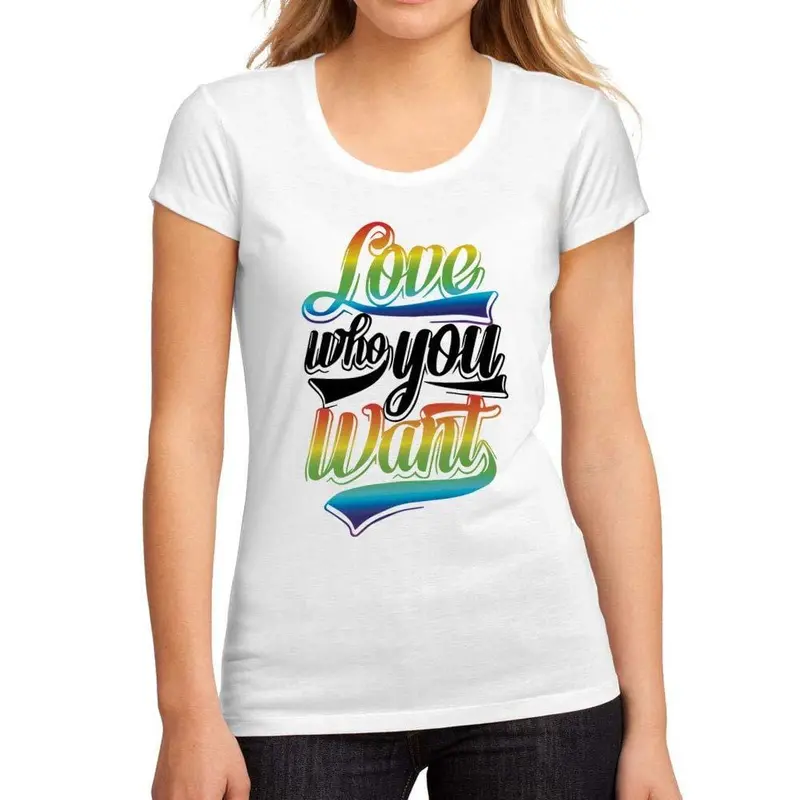 Femme Graphique Tee Shirt Lgbt Love Who You Want Blanc 1