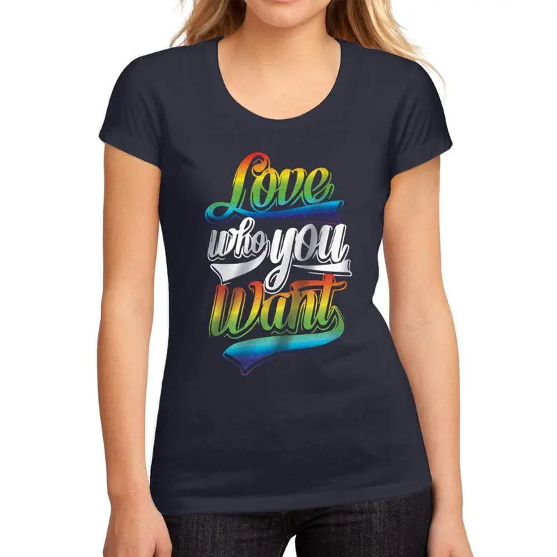 Femme Graphique Tee Shirt Lgbt Love Who You Want French Marine 1