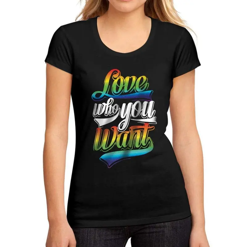 Femme Graphique Tee Shirt Lgbt Love Who You Want Noir Profond 1