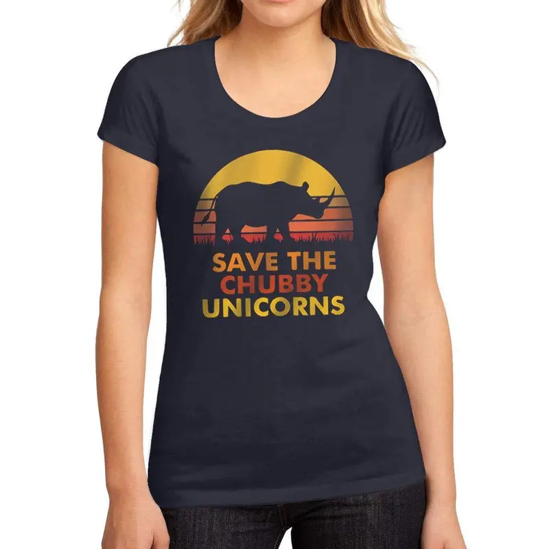 Femme Graphique Tee Shirt Save The Chubby Unicorn French Marine 1