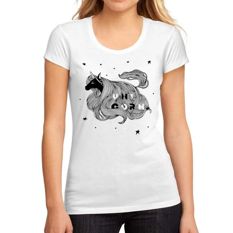 Femme Graphique Tee Shirt Uni-Corn Blanc 1