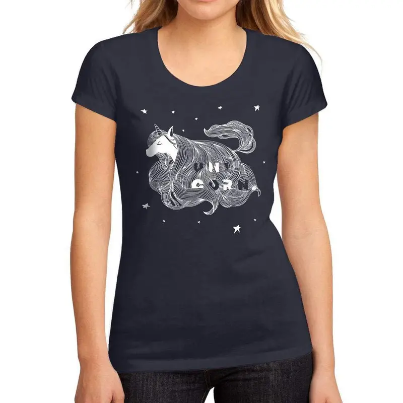 Femme Graphique Tee Shirt Uni-Corn French Marine 1