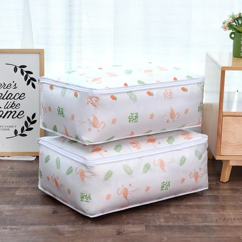 Foldable Storage Bag Flamingo Print Clothes Blanket Quilt Organizer Stroage Bag Clould Transparent Travel Luggage Organizer Bag 1