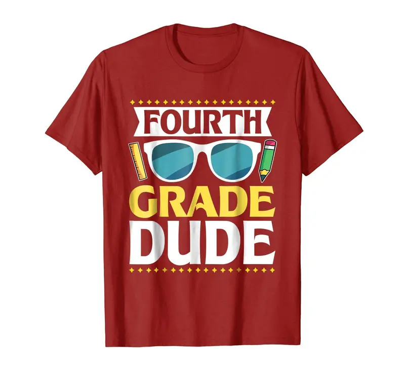 Fourth Grade Rulebook Graphic Tee – Stars, Pencils, Glasses & ‘Dude’ Humor for Kids or Adults