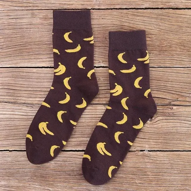 Funny Bat Vinyl Records Banana Men Women Crew Socks Casual Harajuku Dress Business Designer Brand Skate Long Fashion Funky 10