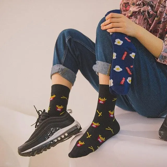 Funny Bat Vinyl Records Banana Men Women Crew Socks Casual Harajuku Dress Business Designer Brand Skate Long Fashion Funky 5