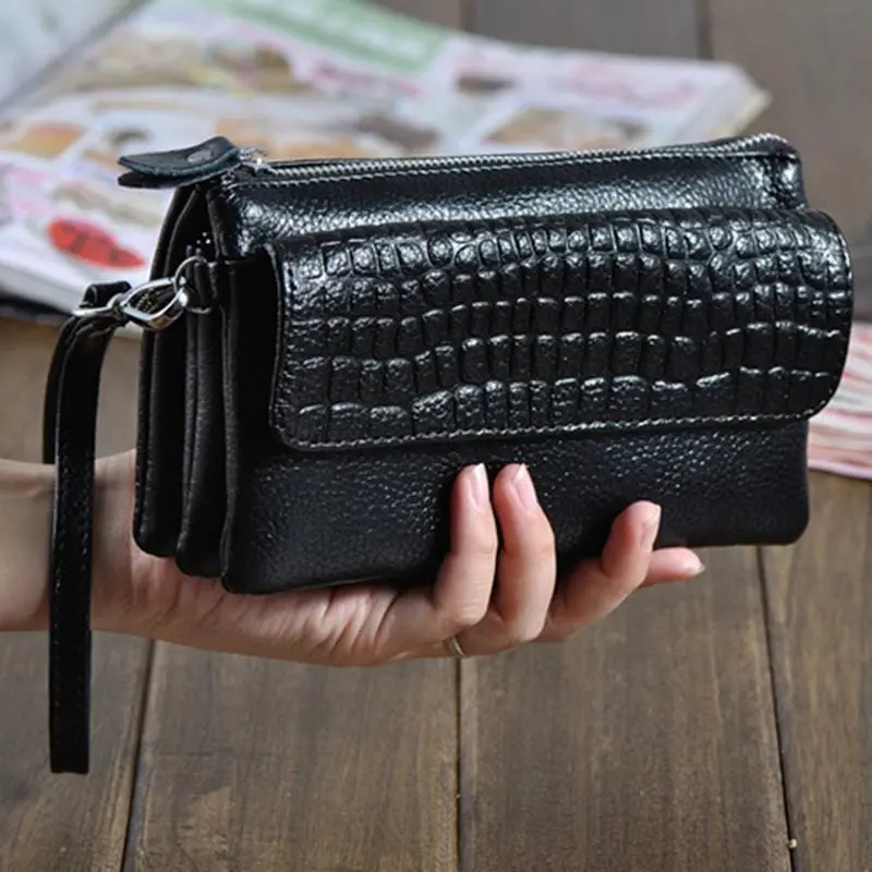 Genuine Leather Clutch Women Long Wallets Women Money Purse Large Capacity Clutch Coin Purse Ladies Wallet Phone Purse Cartera 1