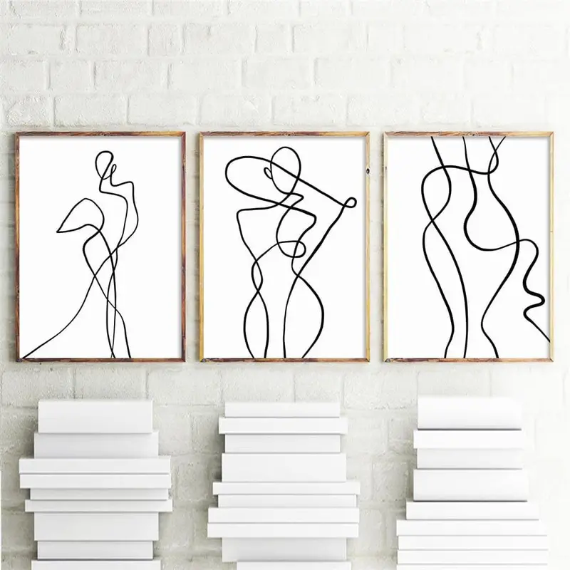 Geometric Curve Wall Art Canvas Painting Black White Poster Figure Painting Posters And Prints Wall Pictures For Bedroom Decor 1