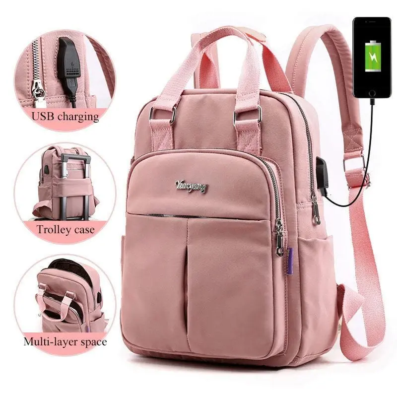 Girls Laptop Backpacks Pink Men Usb Charging Bagpack Women Travel Backpack School Bags Bag For Boys Teenage Mochila Escolar 2019 1