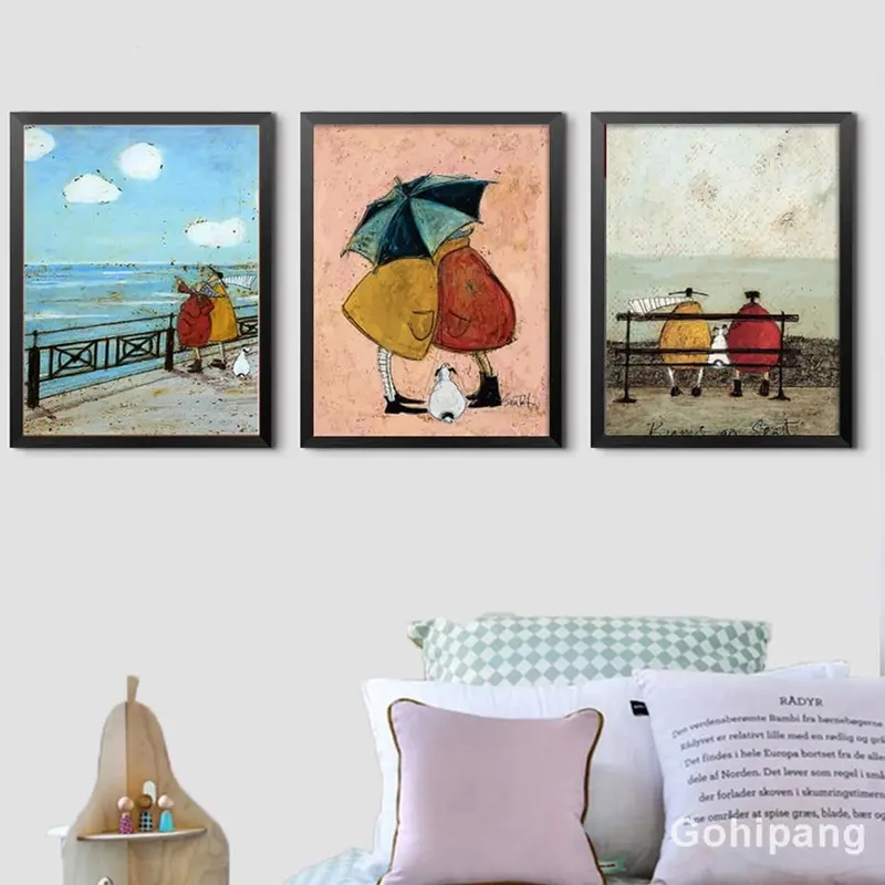 Gohipang Happy Family Abstract Love Canvas Painting Vintage Posters Prints Scandinavian Nordic Wall Art Picture For Bedroom Home 1