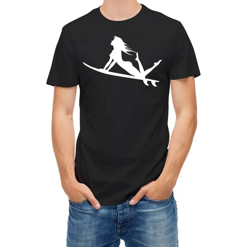 Graphic Unisex Cool Surfer Girl T-Shirt Figure Short Sleeve Tee 1