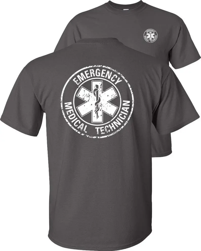 Graphic Unisex Emt Emergency T-Shirt Medical Technician Circle Distressed Tee 1