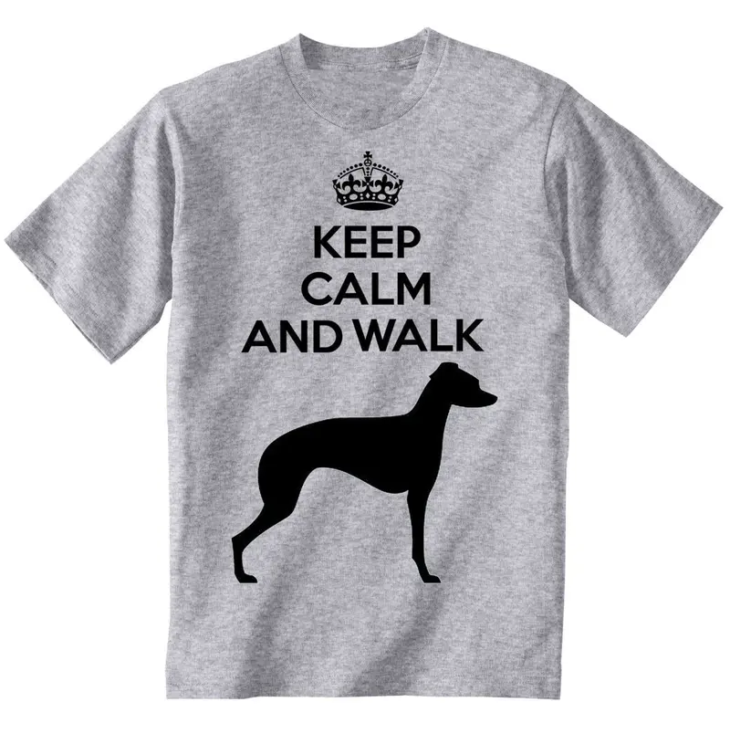 Graphic Unisex T-Shirt Italian Greyhound, Keep Calm And Walk Funny Dog Tee 1