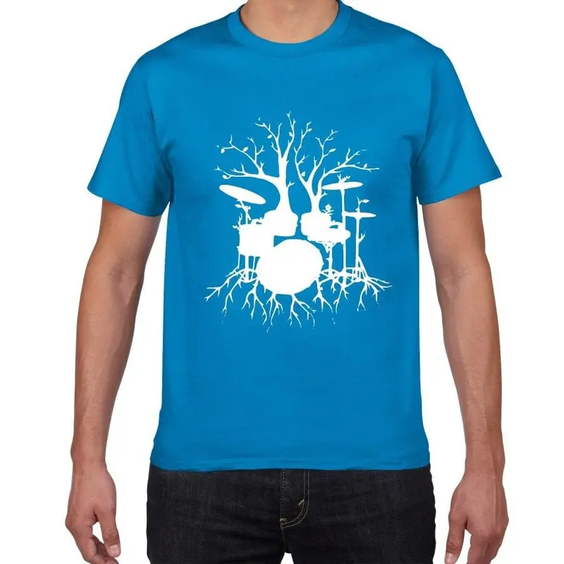 Graphic Unisex Tree Drums T-Shirt Cool Man Drummer Music Novelty 1