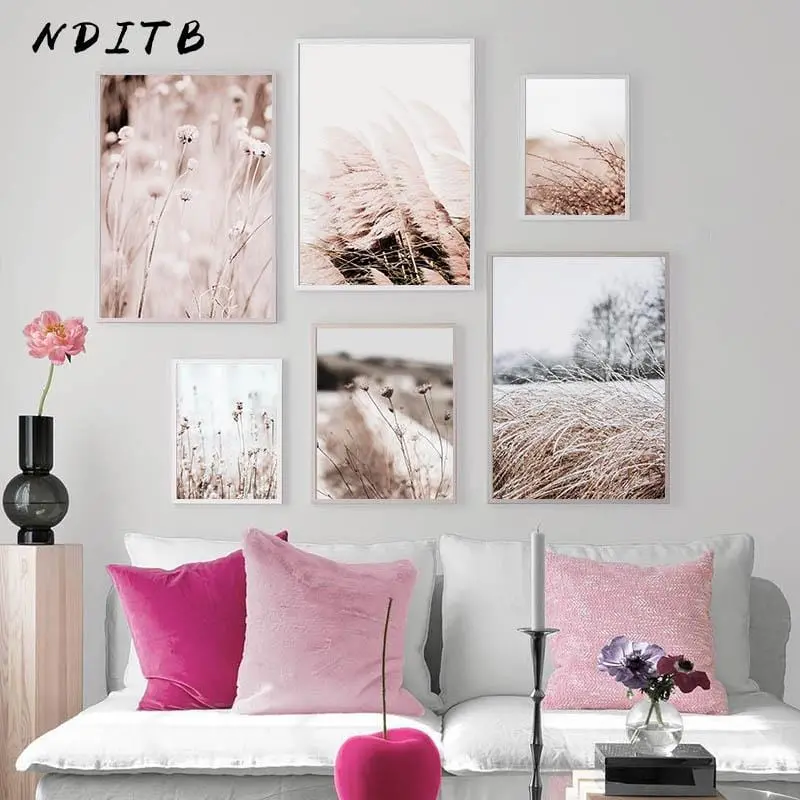 Grass Nature Picture Scandinavian Poster Landscape Wall Art Canvas Print Painting Nordic Style Modern Modern Living Room Decor 1