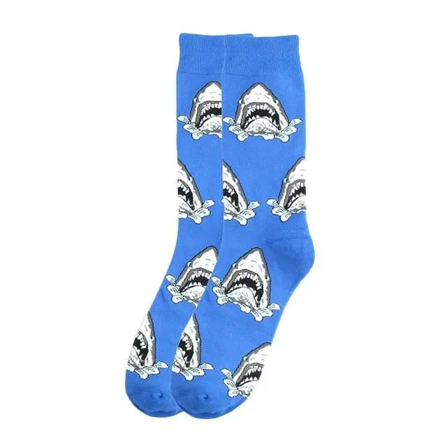 Happy Socks Fashion Hip Hop Skateboard Socks Cotton Cartoon Shark Pig Dog Food Hamburger Pizza Sushi Funny Men Women Calcetines 10