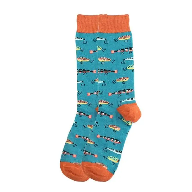Happy Socks Fashion Hip Hop Skateboard Socks Cotton Cartoon Shark Pig Dog Food Hamburger Pizza Sushi Funny Men Women Calcetines 15