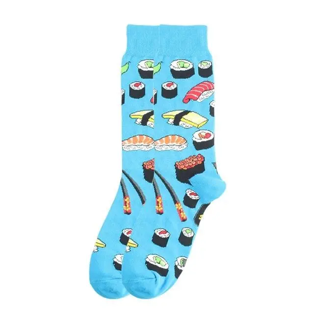 Happy Socks Fashion Hip Hop Skateboard Socks Cotton Cartoon Shark Pig Dog Food Hamburger Pizza Sushi Funny Men Women Calcetines 17