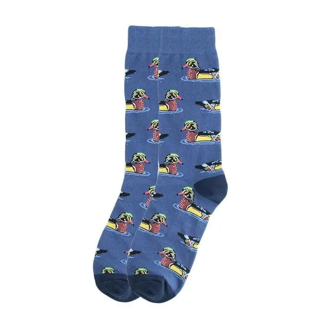 Happy Socks Fashion Hip Hop Skateboard Socks Cotton Cartoon Shark Pig Dog Food Hamburger Pizza Sushi Funny Men Women Calcetines 19