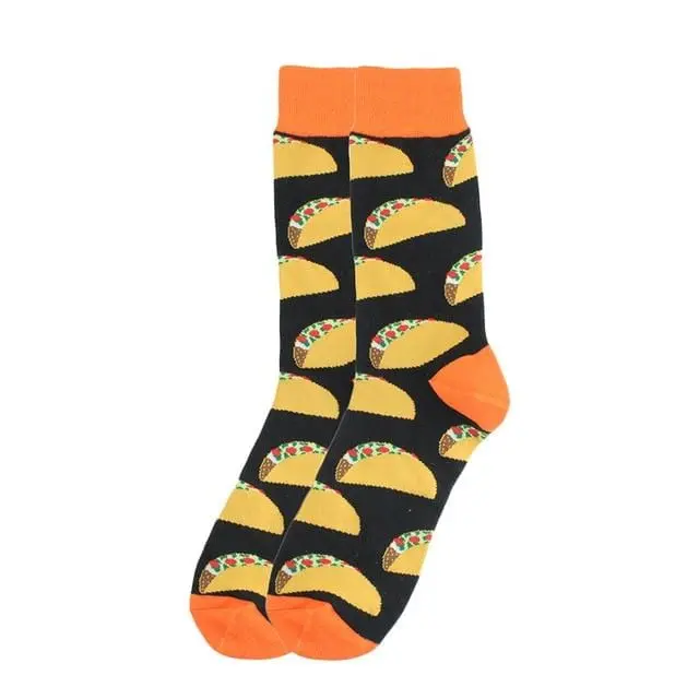 Happy Socks Fashion Hip Hop Skateboard Socks Cotton Cartoon Shark Pig Dog Food Hamburger Pizza Sushi Funny Men Women Calcetines 23