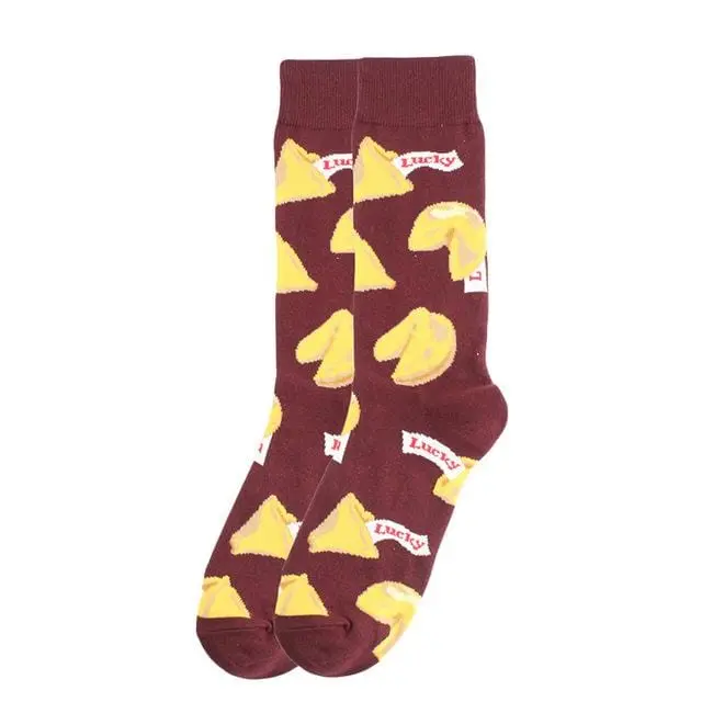 Happy Socks Fashion Hip Hop Skateboard Socks Cotton Cartoon Shark Pig Dog Food Hamburger Pizza Sushi Funny Men Women Calcetines 26