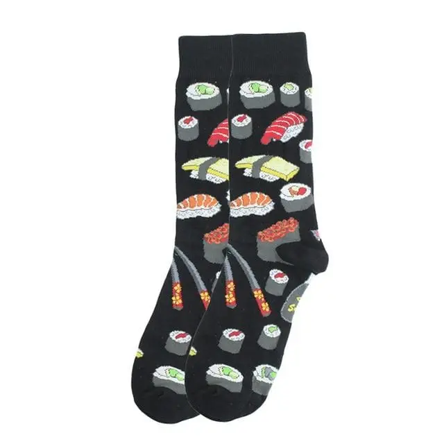 Happy Socks Fashion Hip Hop Skateboard Socks Cotton Cartoon Shark Pig Dog Food Hamburger Pizza Sushi Funny Men Women Calcetines 30