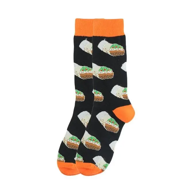 Happy Socks Fashion Hip Hop Skateboard Socks Cotton Cartoon Shark Pig Dog Food Hamburger Pizza Sushi Funny Men Women Calcetines 33