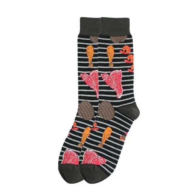 Happy Socks Fashion Hip Hop Skateboard Socks Cotton Cartoon Shark Pig Dog Food Hamburger Pizza Sushi Funny Men Women Calcetines 8