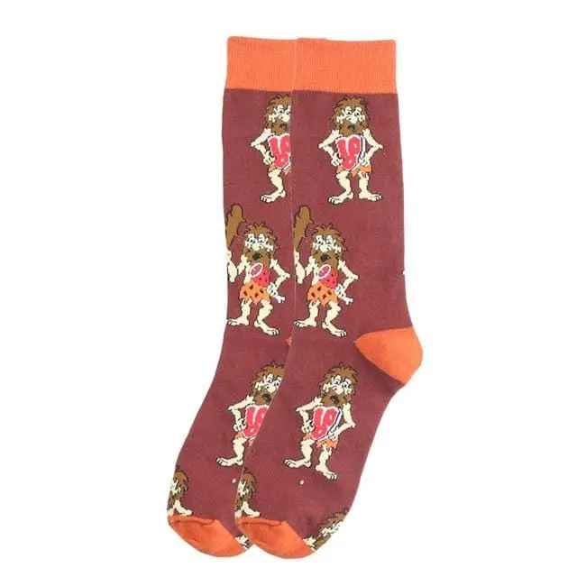 Happy Socks Fashion Hip Hop Skateboard Socks Cotton Cartoon Shark Pig Dog Food Hamburger Pizza Sushi Funny Men Women Calcetines 9