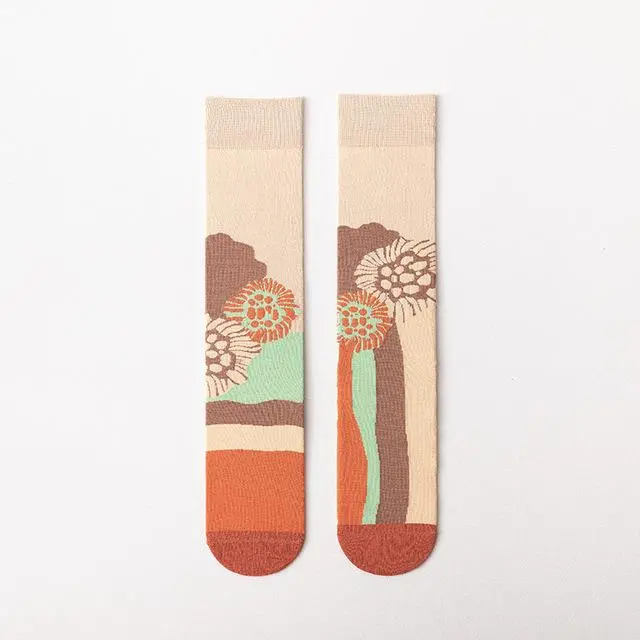 Happy Socks Men Funny Socks Art Harajuku Streetwear Korean Fuzzy Socks Women Men Asymmetrical Knee Socks Print Christmas Socks 2