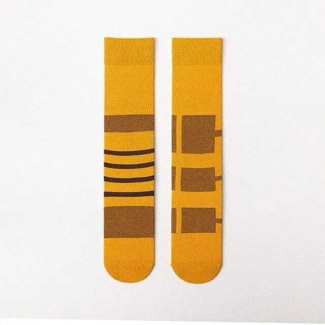 Happy Socks Men Funny Socks Art Harajuku Streetwear Korean Fuzzy Socks Women Men Asymmetrical Knee Socks Print Christmas Socks 2