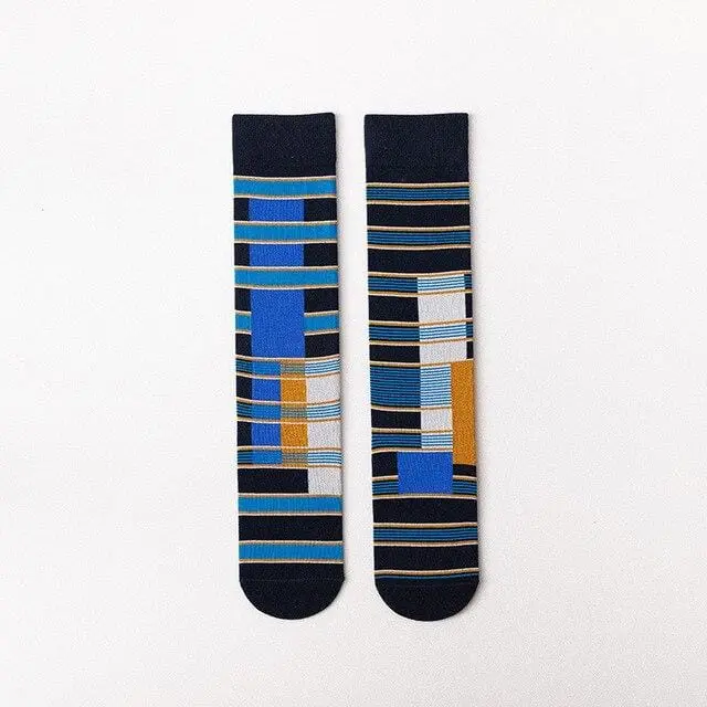 Happy Socks Men Funny Socks Art Harajuku Streetwear Korean Fuzzy Socks Women Men Asymmetrical Knee Socks Print Christmas Socks 9