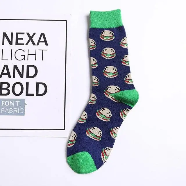 Harajuku Happy Socks Men's Funny Combed Cotton Dress Casual Wedding Socks Colorful Novelty Skateboard Socks Men Snack Pattern 10