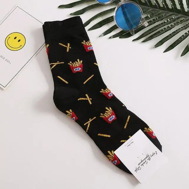 Harajuku Happy Socks Men's Funny Combed Cotton Dress Casual Wedding Socks Colorful Novelty Skateboard Socks Men Snack Pattern 11