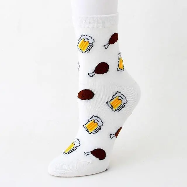 Harajuku Happy Socks Men's Funny Combed Cotton Dress Casual Wedding Socks Colorful Novelty Skateboard Socks Men Snack Pattern 12