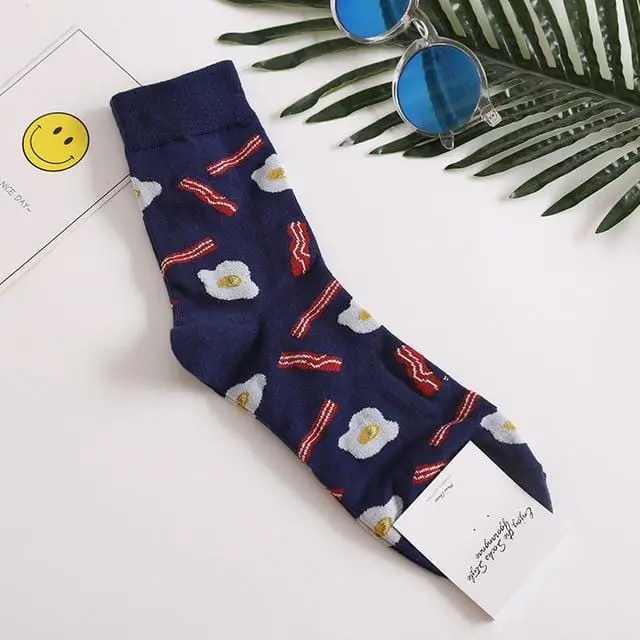 Harajuku Happy Socks Men's Funny Combed Cotton Dress Casual Wedding Socks Colorful Novelty Skateboard Socks Men Snack Pattern 12