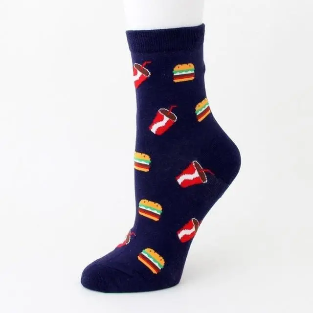 Harajuku Happy Socks Men's Funny Combed Cotton Dress Casual Wedding Socks Colorful Novelty Skateboard Socks Men Snack Pattern 13