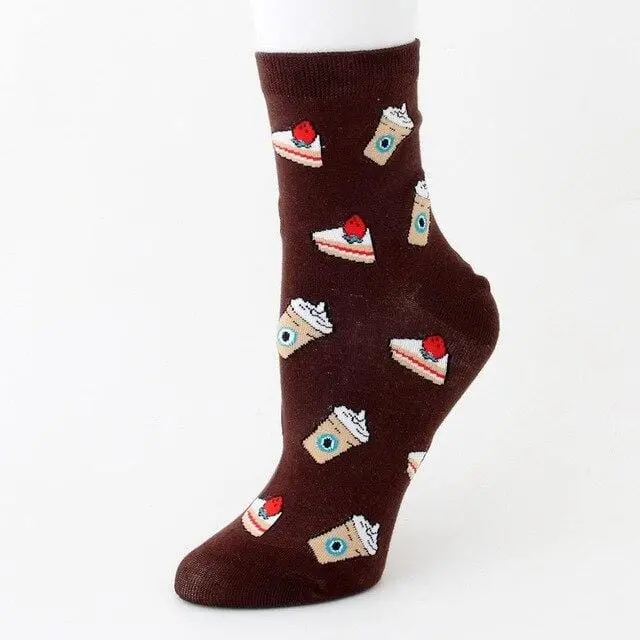 Harajuku Happy Socks Men's Funny Combed Cotton Dress Casual Wedding Socks Colorful Novelty Skateboard Socks Men Snack Pattern 14
