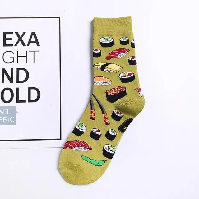 Harajuku Happy Socks Men's Funny Combed Cotton Dress Casual Wedding Socks Colorful Novelty Skateboard Socks Men Snack Pattern 16