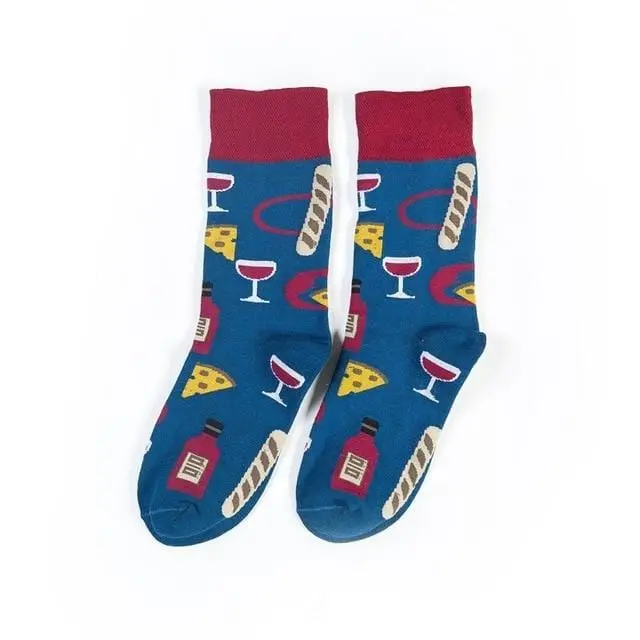 Harajuku Happy Socks Men's Funny Combed Cotton Dress Casual Wedding Socks Colorful Novelty Skateboard Socks Men Snack Pattern 17
