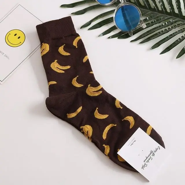 Harajuku Happy Socks Men's Funny Combed Cotton Dress Casual Wedding Socks Colorful Novelty Skateboard Socks Men Snack Pattern 18