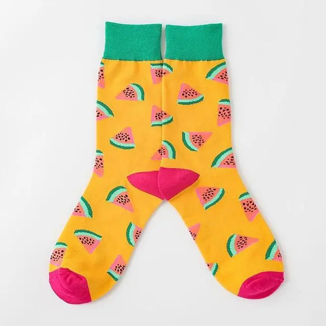 Harajuku Happy Socks Men's Funny Combed Cotton Dress Casual Wedding Socks Colorful Novelty Skateboard Socks Men Snack Pattern 6