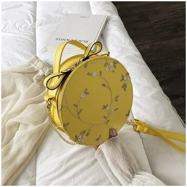 High Quality Sweet Lace Round Handbags 2019 Pu Leather Women Crossbody Bags Female Fashion Small Fresh Flower Chain Shoulder Bag 3